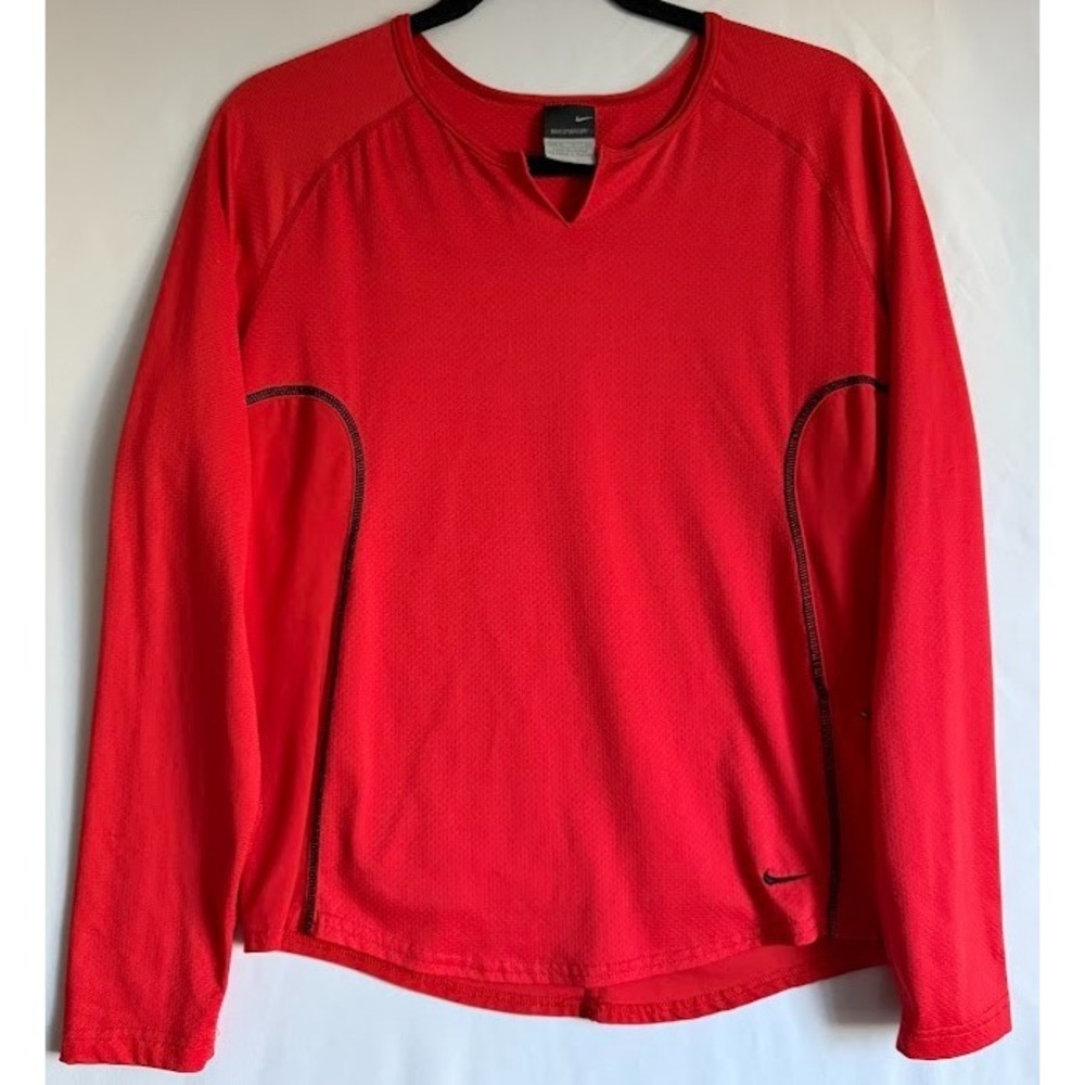 Nike Sphere‎ Dry Top Women Small Red Long Sleeve Pocket Running Lightweight Gym